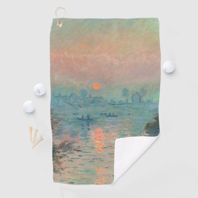 Serviette De Golf Monet Sunset Seine Beaux-Art Impressionnisme (En situation)