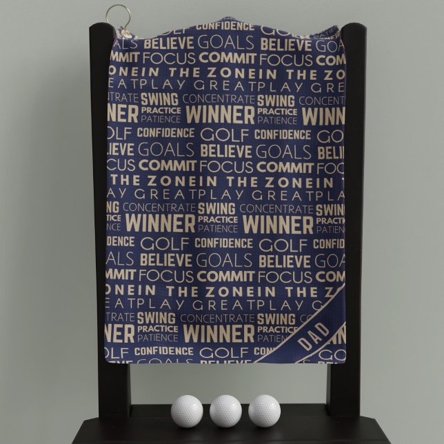 Serviette de golf Monogram Bleu et Or du Vainqueur (Créateur téléchargé)