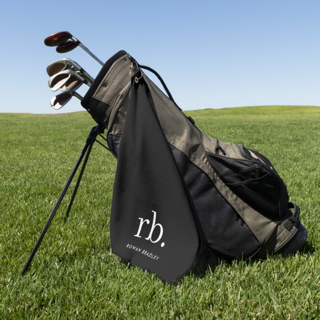 Serviette De Golf Monogram Classic Elegant Minimum Black and White (Vert)