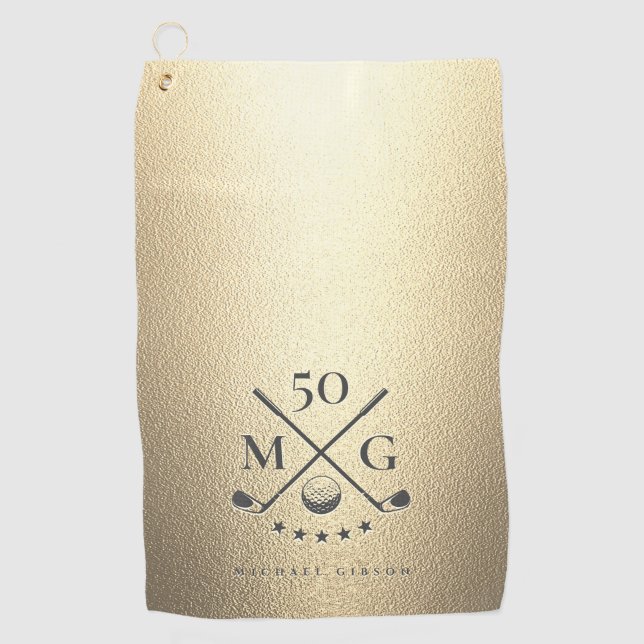 Serviette De Golf Monogram Gold Golf Anniversaire Golf (Devant)