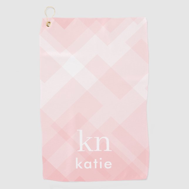 Serviette De Golf Monogram Ladies Pastel Rose Plat Nom personnalisé (Devant)