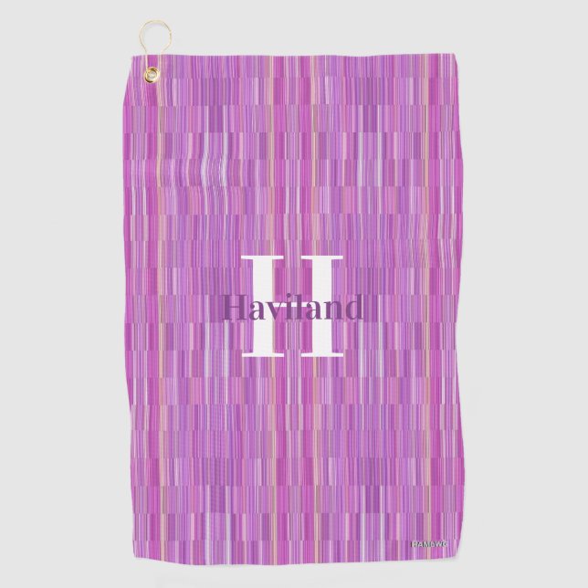 Serviette de golf Monogram Stripe avec nom et init (Devant)