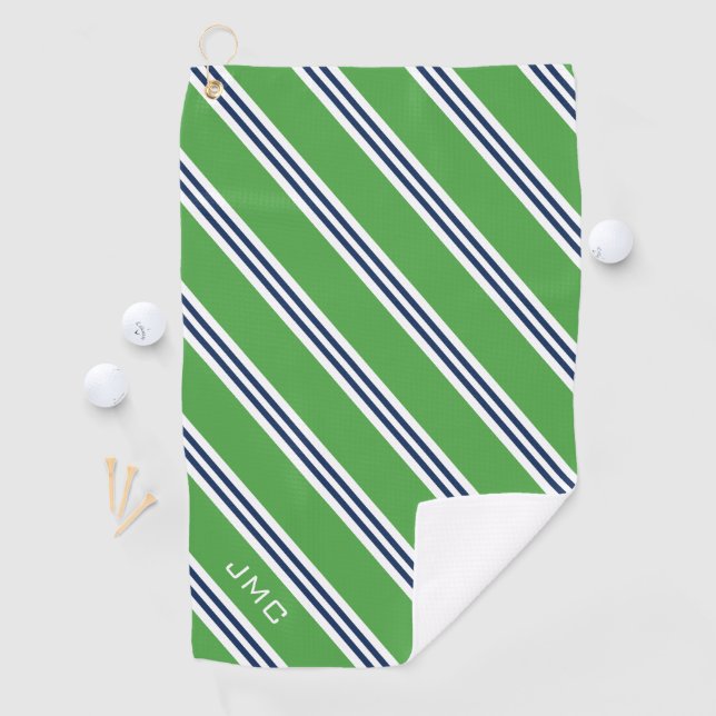 Serviette De Golf Monogramme 3 lettres Grandes vertes et bleues (En situation)