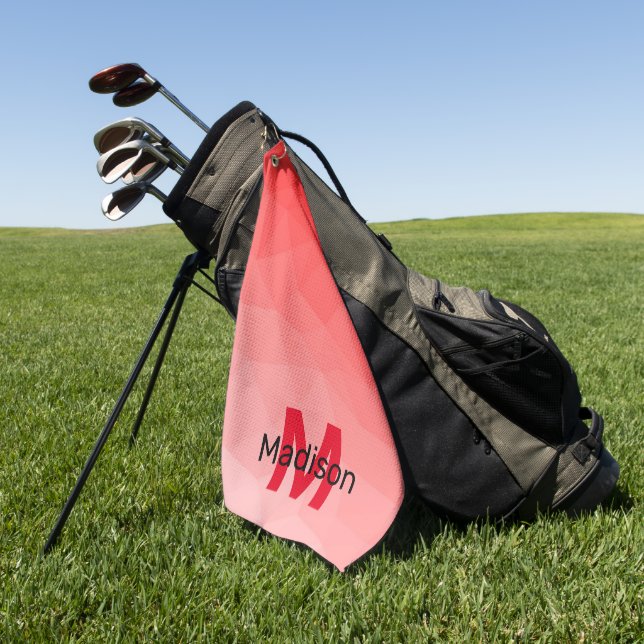 Serviette De Golf Monogramme à motif de maille géométrique à dégradé (Vert)