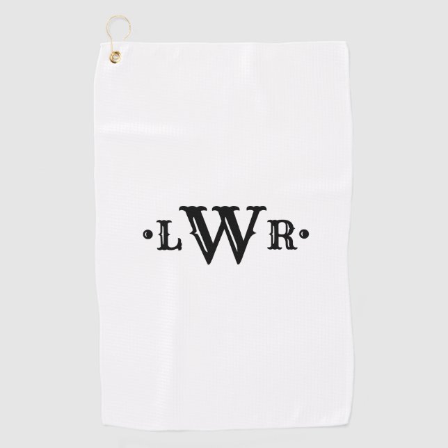 Serviette De Golf Monogramme à trois lettres personnalisé Élégant no (Devant)