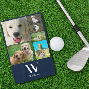 Serviette De Golf Monogramme bleu 7 Photo Collage