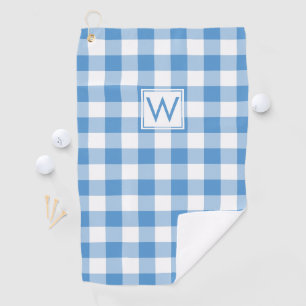 Serviette De Golf Monogramme Bleu clair En vichy Motif plaqué