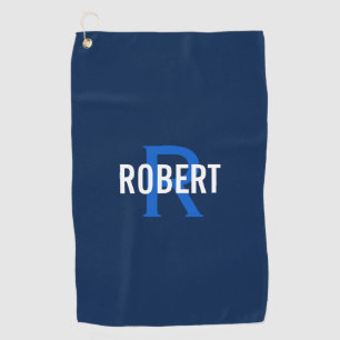 Serviette De Golf monogramme bleu foncé moderne signifie nom serviet