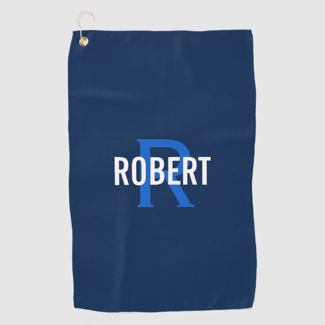 Serviette De Golf monogramme bleu foncé moderne signifie nom serviet (Devant)