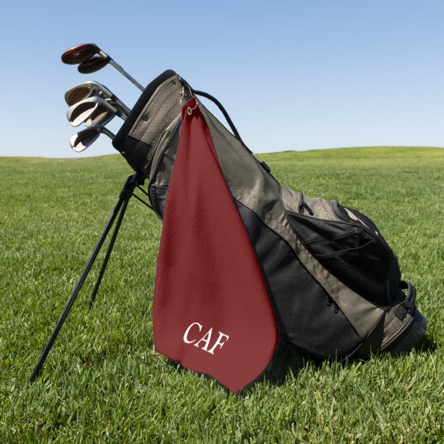 Serviette De Golf Monogramme Bordeaux Marron Rouge Foncé Blanc   (Vert)