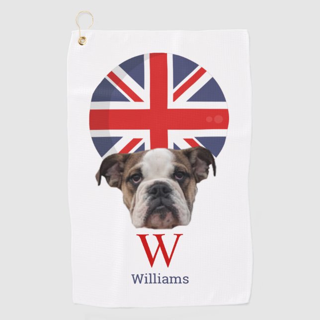 Serviette De Golf MONogramme BRITANNIQUE BULLDOG (Devant)