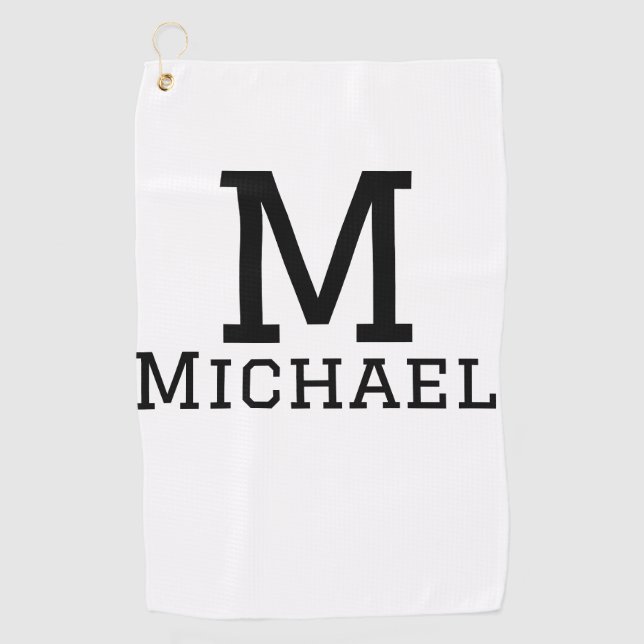 Serviette De Golf Monogramme capital masculin ajouter nom simple cla (Devant)