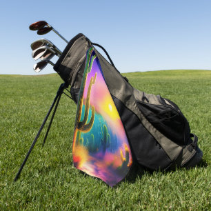 Serviette De Golf monogramme coloré de coucher de soleil dans le dés