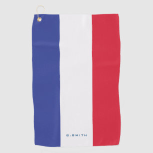 Serviette De Golf Monogramme.Couleurs du drapeau français.