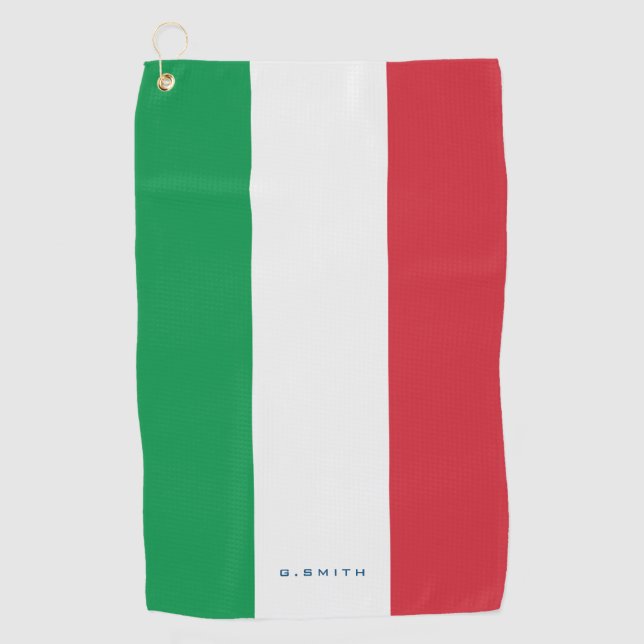 Serviette De Golf Monogramme.Couleurs du drapeau italien. (Devant)