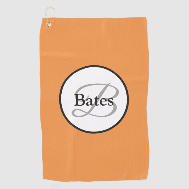 Serviette De Golf Monogramme Customisé Orange White Golf Serviette (Devant)