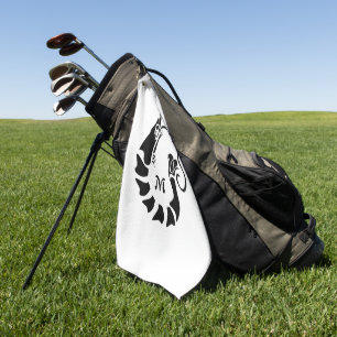 Serviette De Golf Monogramme de crevette en forme de crayon noir