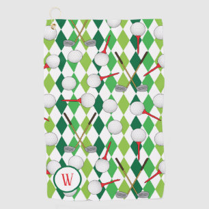 Serviette De Golf Monogramme de golfeur à motif Jacquard de golf