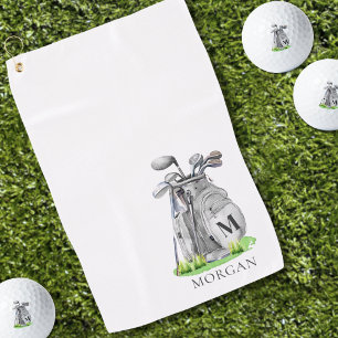 Serviette De Golf Monogramme de golfeur personnalisé