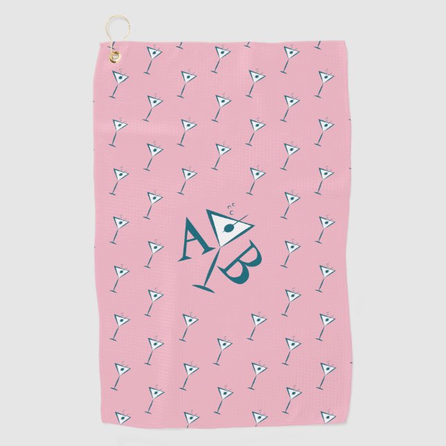 Serviette De Golf Monogramme de Martini rose (Devant)