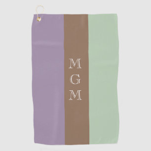 Serviette De Golf Monogramme de Motif de bande de lavande, Brown et