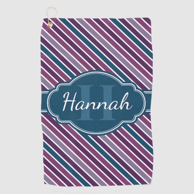 Serviette De Golf Monogramme de Motif Turquoise Gras Violet (Devant)