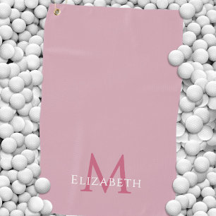 Serviette De Golf Monogramme de nom initiale élégant rose