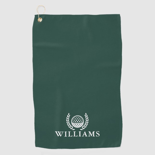 Serviette De Golf Monogramme de nom personnalisé Vert émeraude class (Devant)
