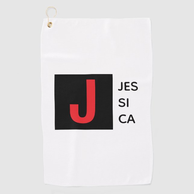 Serviette De Golf Monogramme de nom professionnel élégant moderne (Devant)