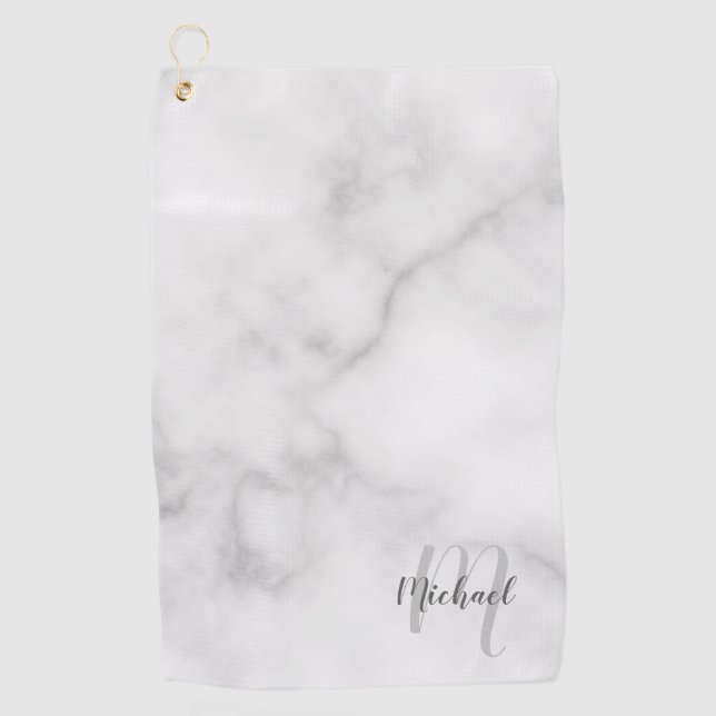 Serviette De Golf Monogramme de script personnalisé et apparence de  (Devant)