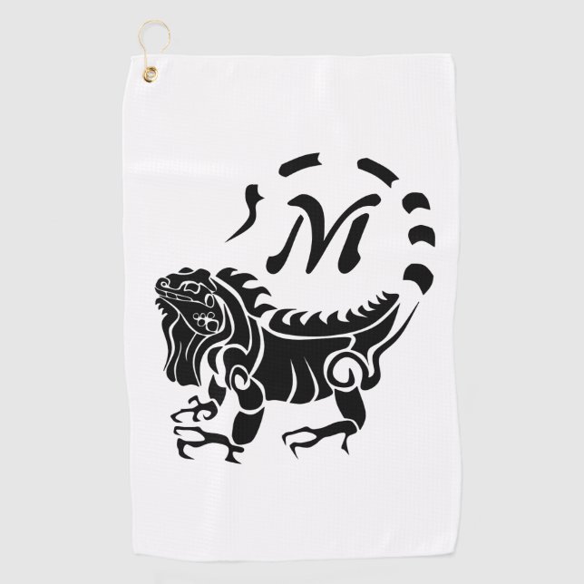 Serviette De Golf Monogramme d'Iguana (Devant)