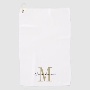 Serviette De Golf Monogramme d'or initial et nom personnalisé