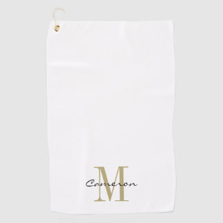 Serviette De Golf Monogramme d'or initial et nom personnalisé