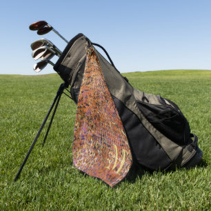 Serviette De Golf Monogramme d'or initial et nom sur la peau de léo