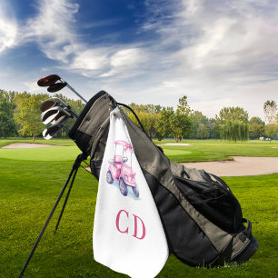 Serviette De Golf monogramme du chariot rose