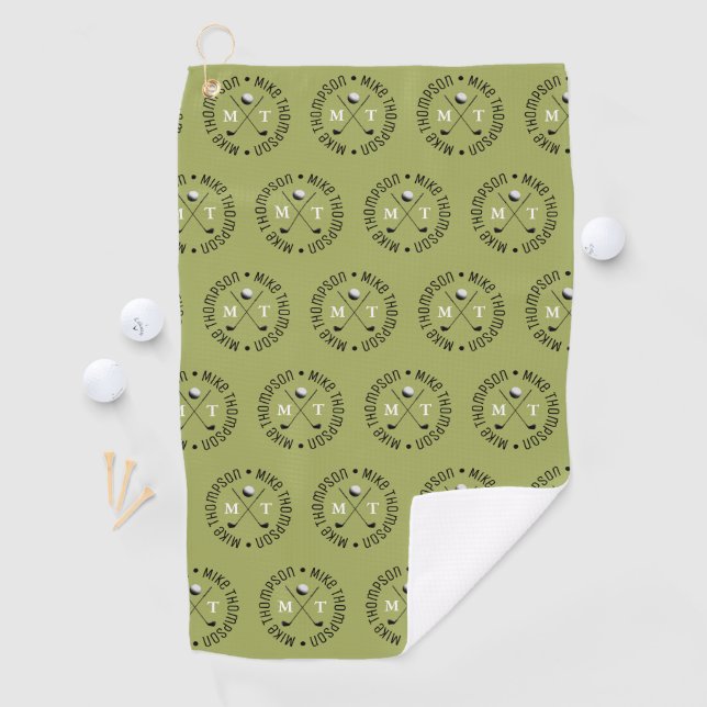 Serviette De Golf Monogramme du logo kaki pour les joueurs de golf (En situation)