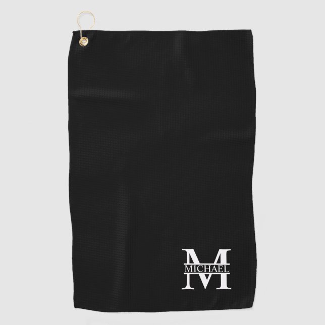 Serviette De Golf Monogramme et nom personnalisés (Devant)