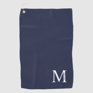 Serviette De Golf Monogramme et nom personnalisés bleu marine