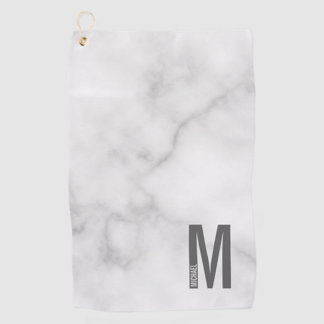 Serviette De Golf Monogramme et nom personnalisés gras modernes (Devant)