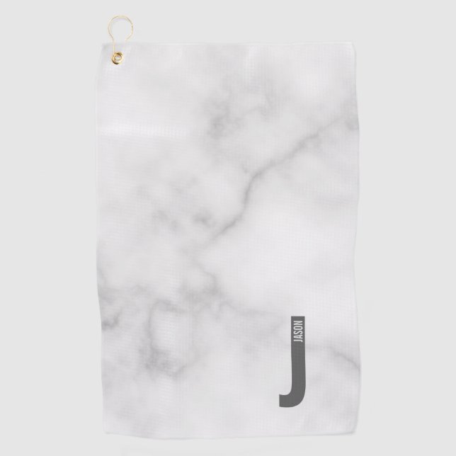 Serviette De Golf Monogramme et nom personnalisés gras modernes (Devant)