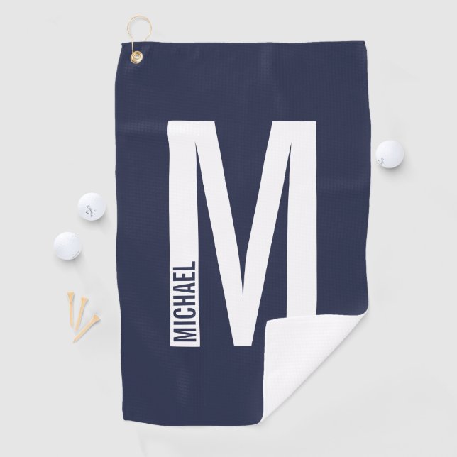 Serviette De Golf Monogramme et nom personnalisés gras modernes (En situation)