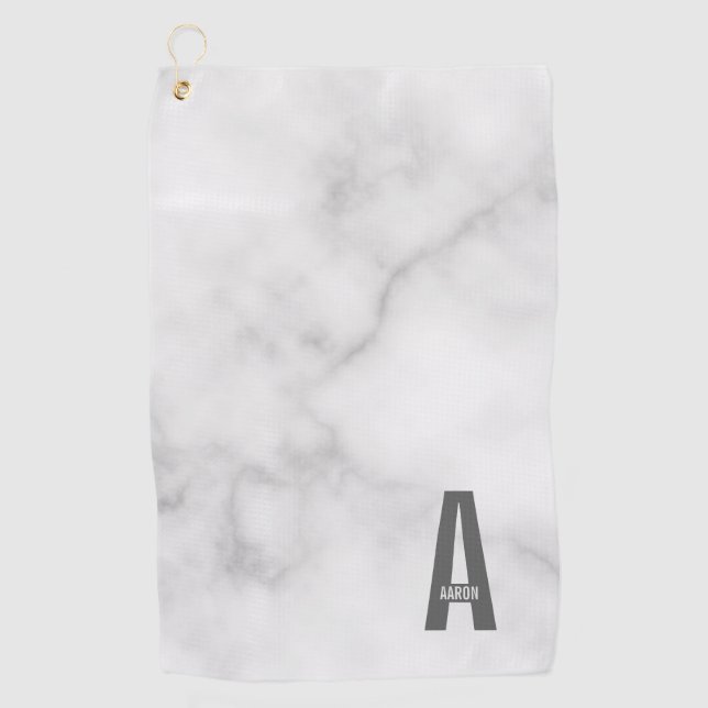 Serviette De Golf Monogramme et nom personnalisés gras modernes (Devant)
