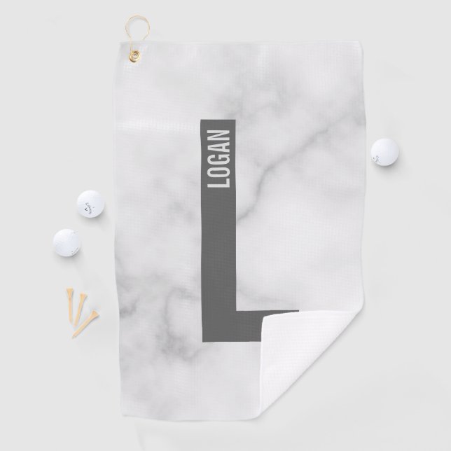Serviette De Golf Monogramme et nom personnalisés gras modernes (En situation)