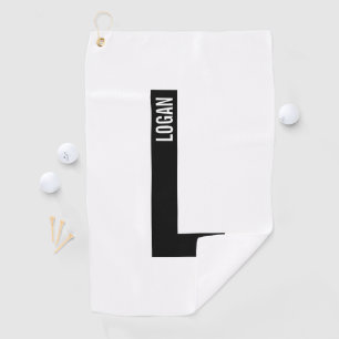 Serviette De Golf Monogramme et nom personnalisés gras modernes
