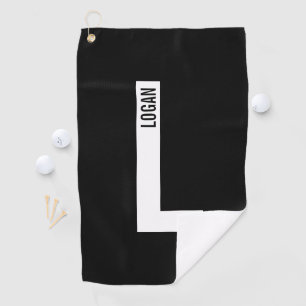 Serviette De Golf Monogramme et nom personnalisés gras modernes