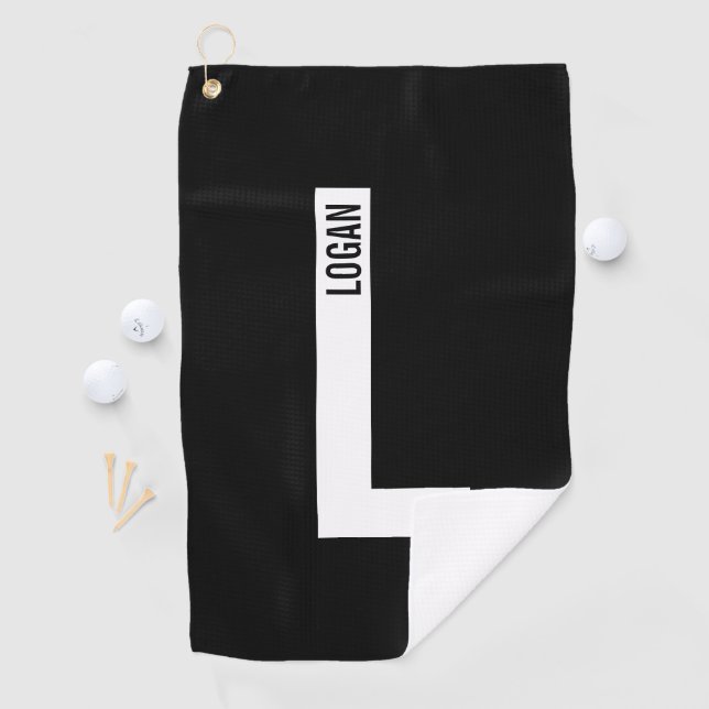 Serviette De Golf Monogramme et nom personnalisés gras modernes (En situation)