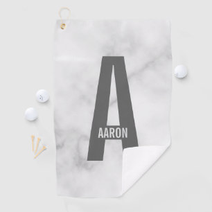 Serviette De Golf Monogramme et nom personnalisés modernes