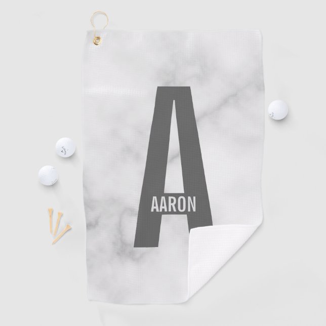Serviette De Golf Monogramme et nom personnalisés modernes (En situation)