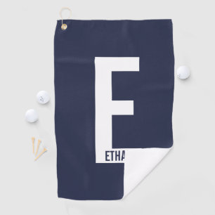 Serviette De Golf Monogramme et nom personnalisés modernes