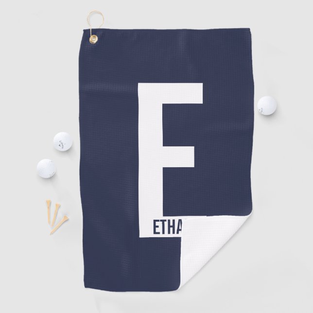 Serviette De Golf Monogramme et nom personnalisés modernes (En situation)